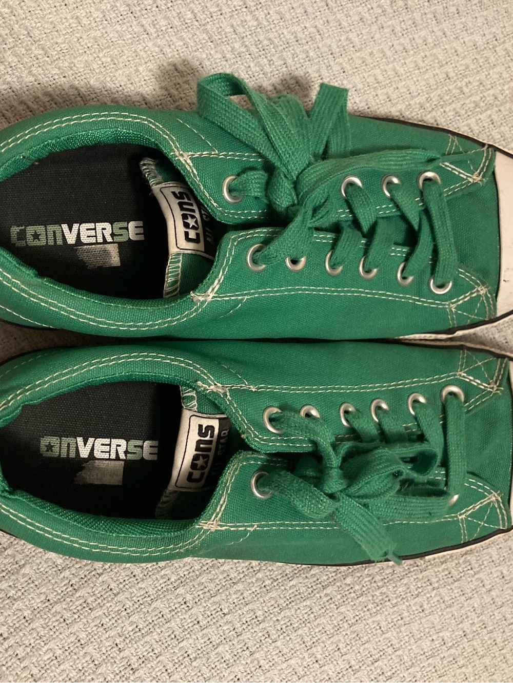 Converse Green Canvas Low Top Sneakers with White Toe